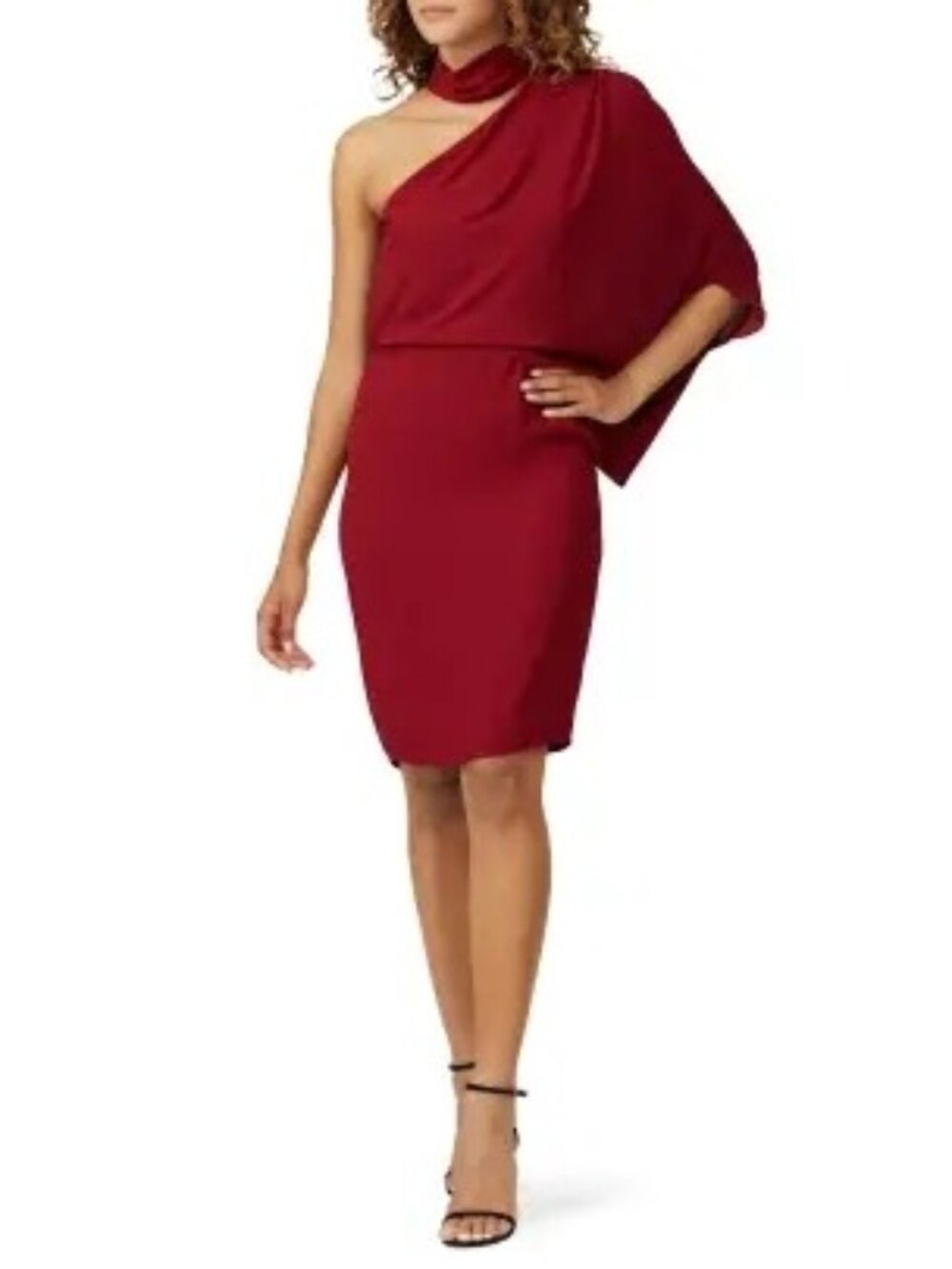 R-88. HALSTON Cherry Draped Sheath